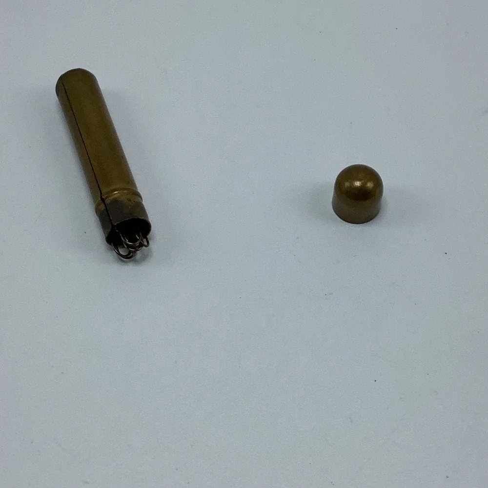 Vintage Gold Metal Bobby Pin Tube Holder & 8‎ Bobby Pins
